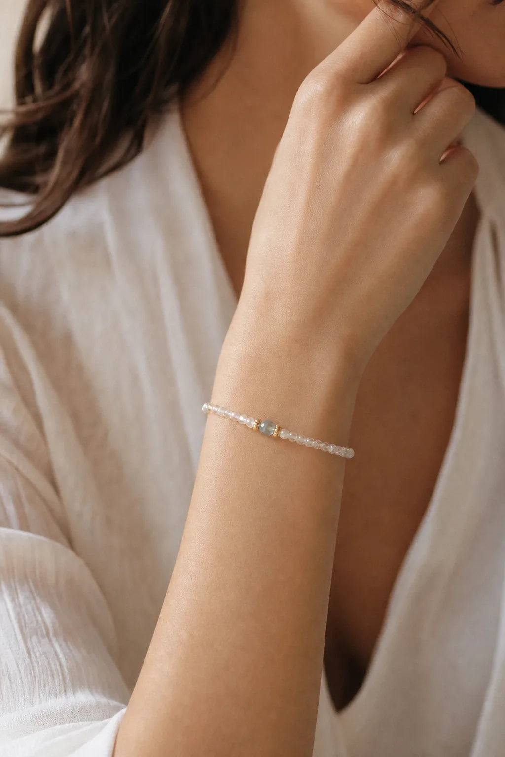 Crystal bracelet worn