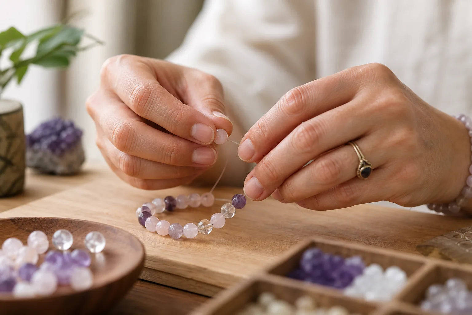 Hand-strung crystal bracelet