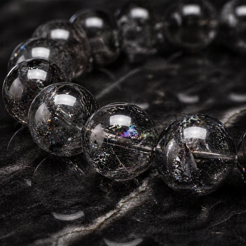 Dark Phantom Quartz Bracelet – Protection, Clarity & Grounding Energy