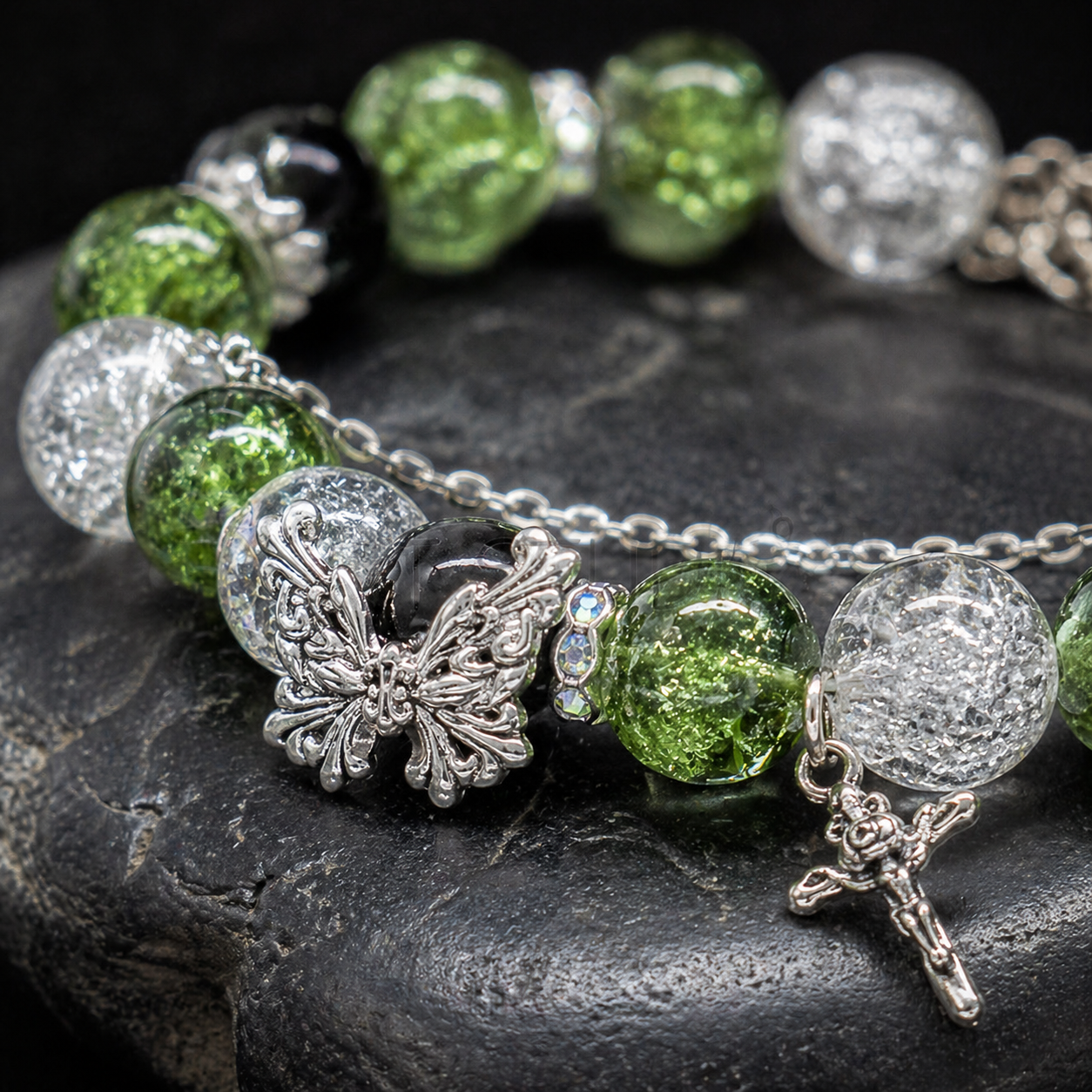 Green Butterfly Crystal Bracelet – Prosperity & Abundance Energy