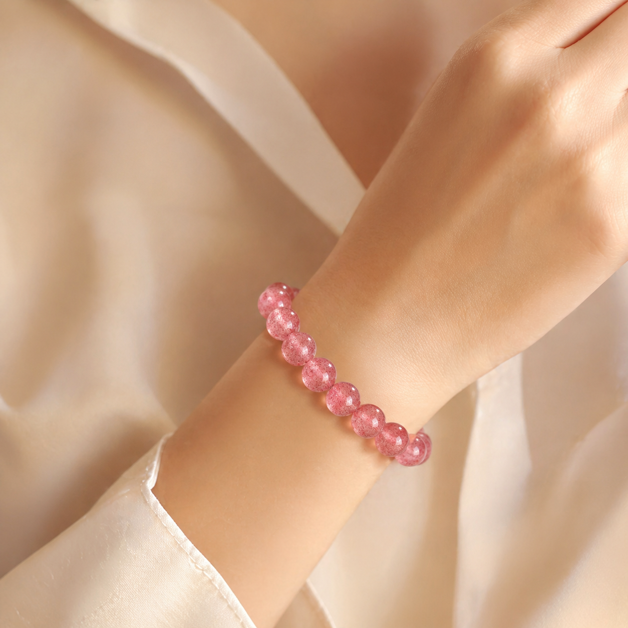 Pink Strawberry Quartz Bracelet – Love & Attraction Energy