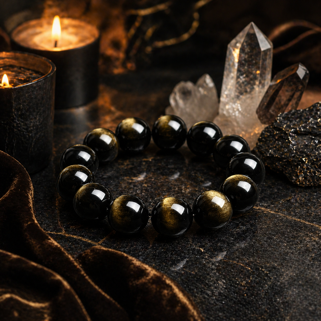Black Gold Crystal Bracelet – Wealth & Confidence Energy