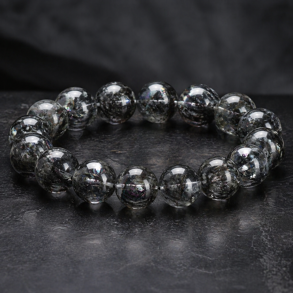 Dark Phantom Quartz Bracelet – Protection, Clarity & Grounding Energy