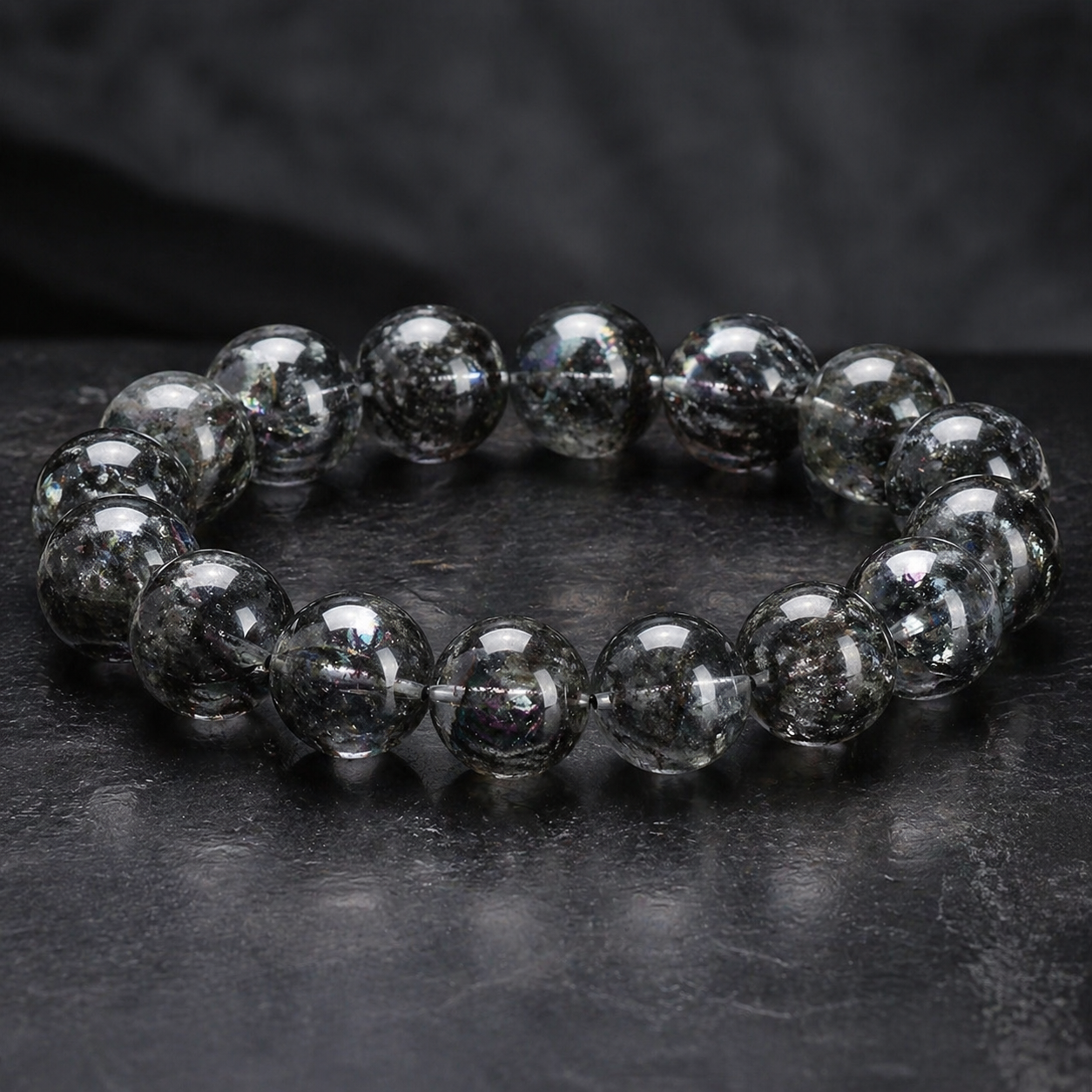 Dark Phantom Quartz Bracelet – Protection, Clarity & Grounding Energy