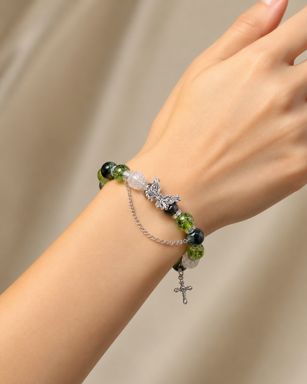 Green Butterfly Crystal Bracelet – Prosperity & Abundance Energy