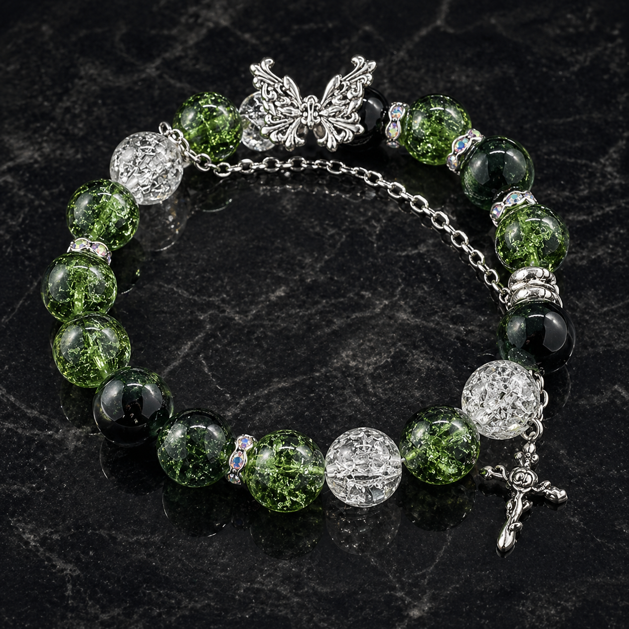 Green Butterfly Crystal Bracelet – Prosperity & Abundance Energy