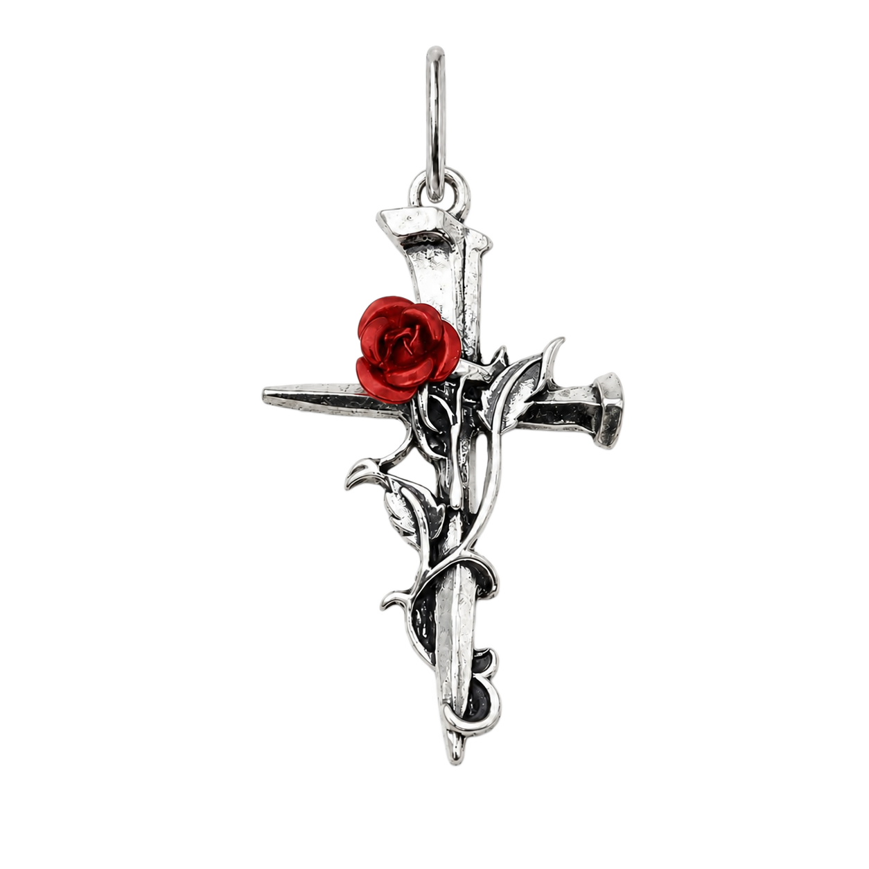 acc-Gothic Rose Cross Charm