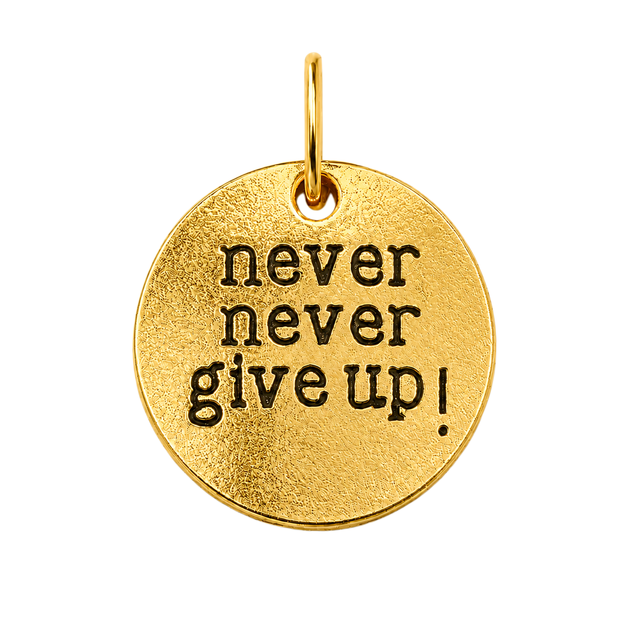 acc-Never Give Up Disc Charm (Gold)