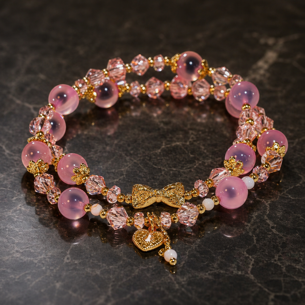 Double Layer Pink Crystal Bracelet – Love, Charm & Attraction Energy