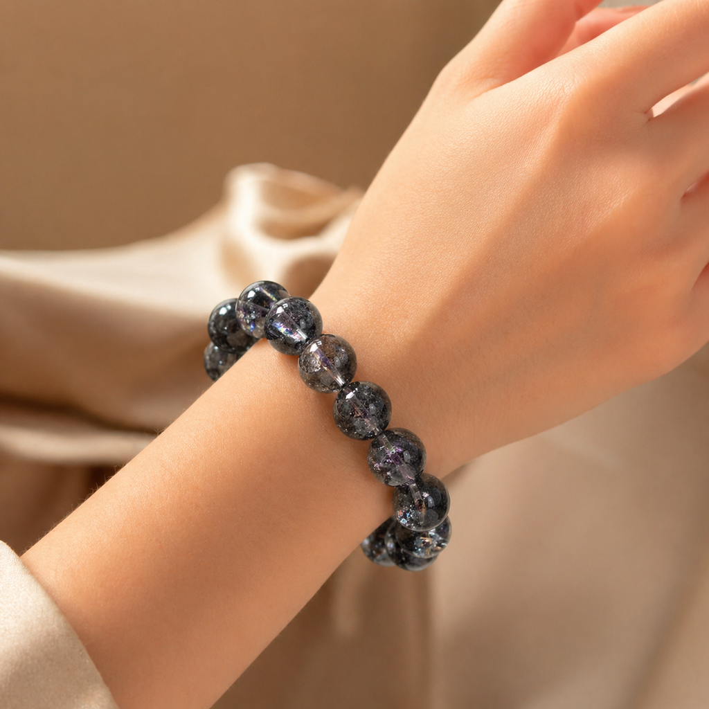Dark Phantom Quartz Bracelet – Protection, Clarity & Grounding Energy