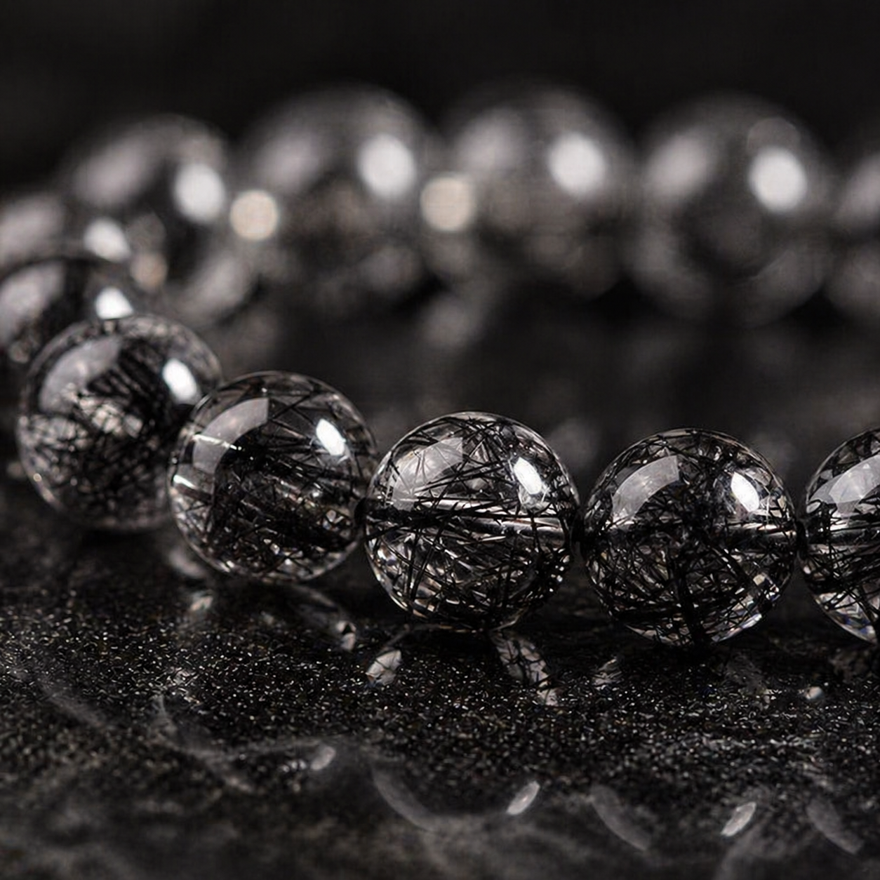 Black Rutilated Quartz Bracelet – Protection, Clarity & Grounding Energy