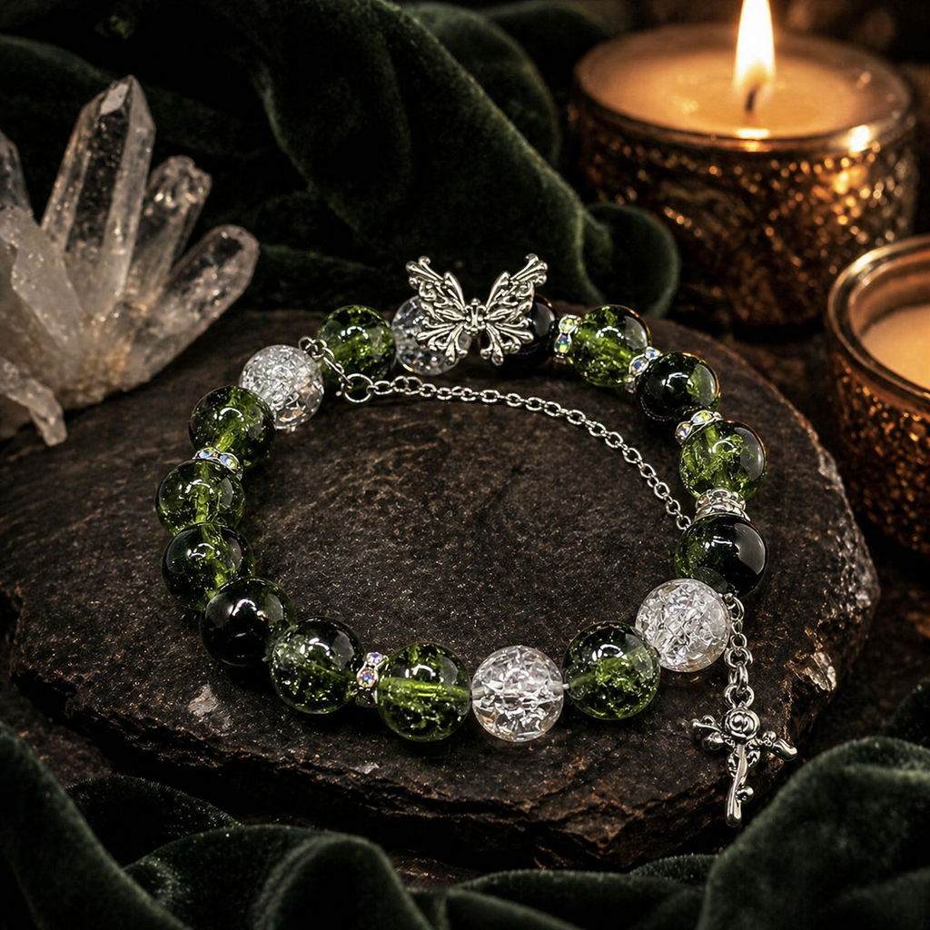 Green Butterfly Crystal Bracelet – Prosperity & Abundance Energy
