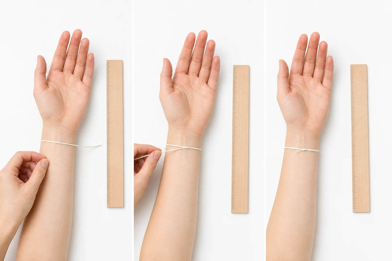 Measuring your wrist with string and a ruler